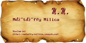Mátéffy Milica névjegykártya